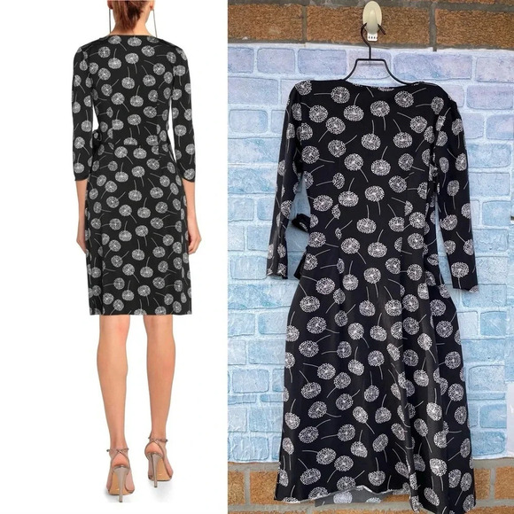 CHIARA BONI LA PETITE ROBE Abstract Dandelion Flowers Pattern wrap dress 42/6 - Picture 3 of 14